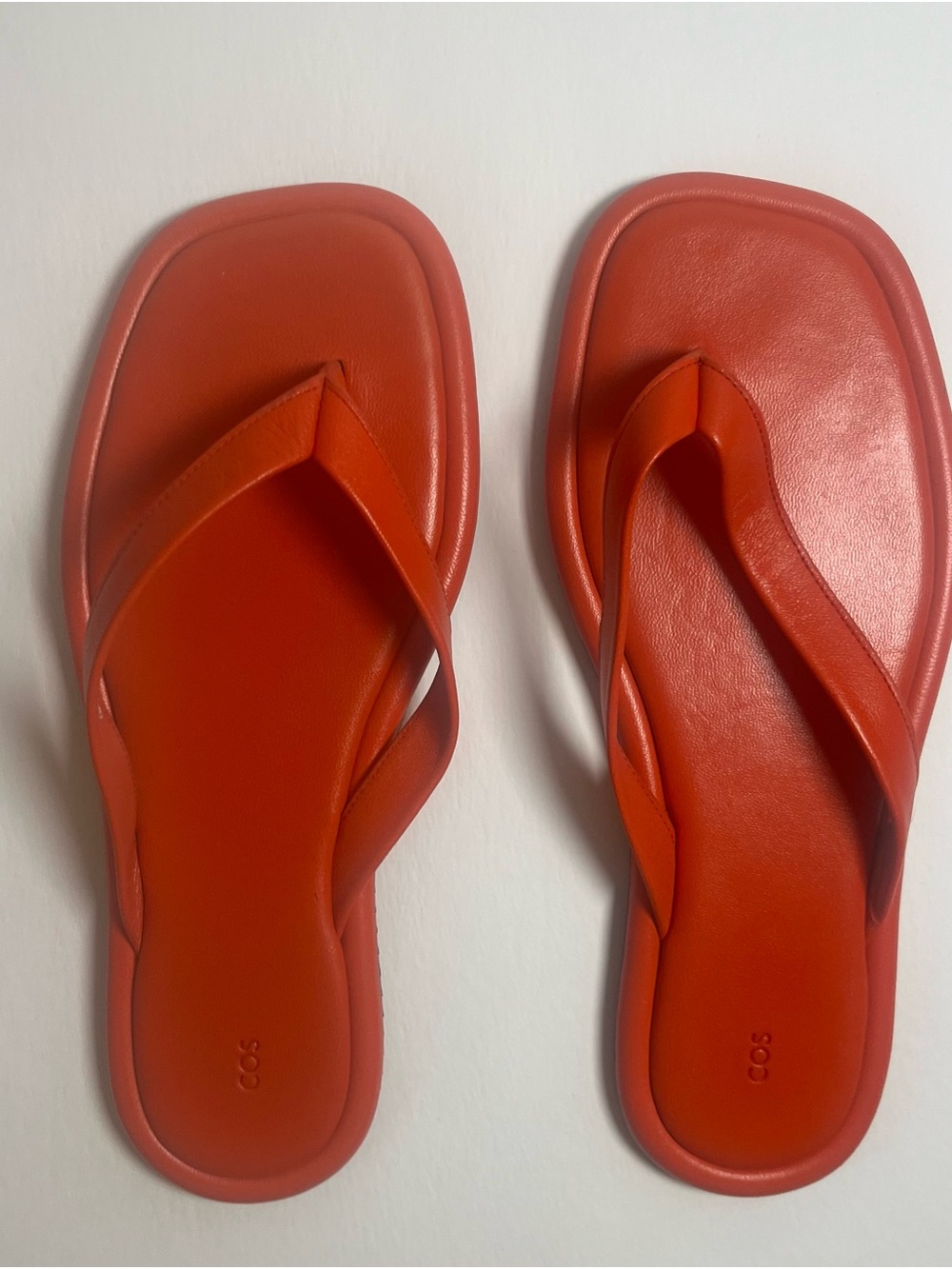 COS Bright Red Leather Thong Sandals